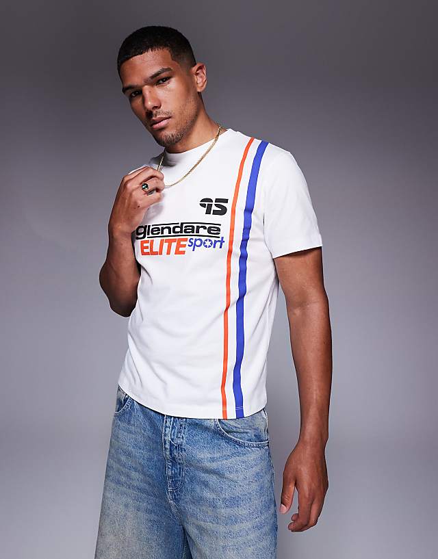 asos ASOS DESIGN boxy t-shirt with sports graphic in white