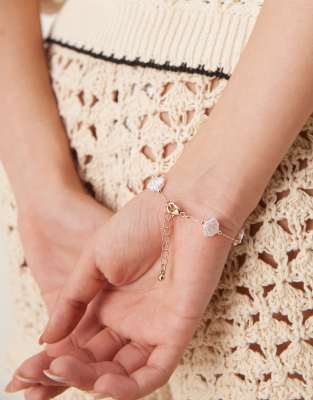 Asos ASOS DESIGN Bracelet With Faux Pearl Shells In Gold Tone