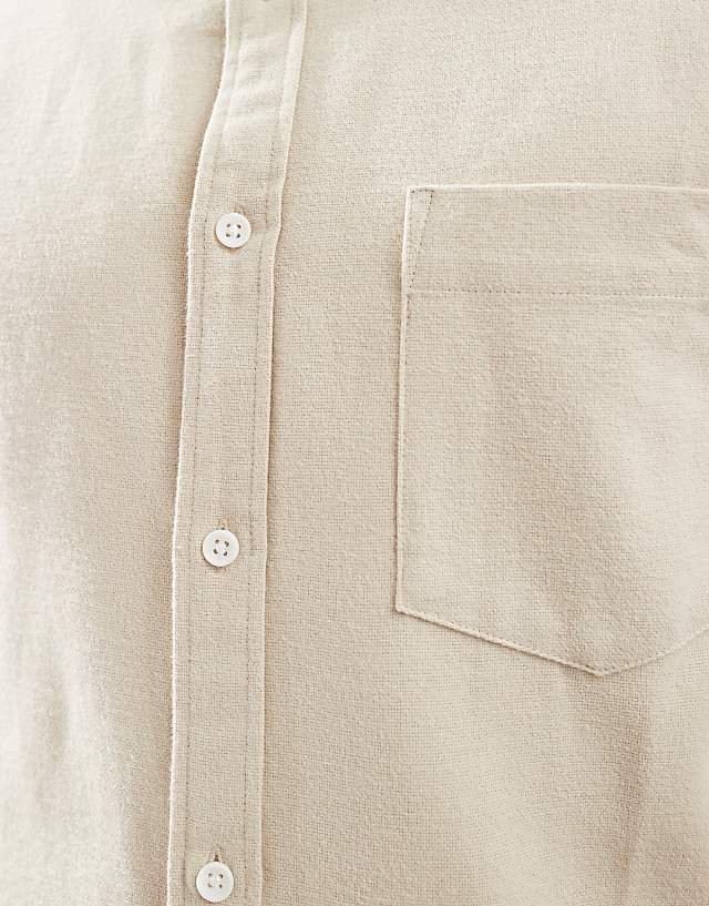 Asos ASOS DESIGN Brushed Oxford Regular Shirt In Beige