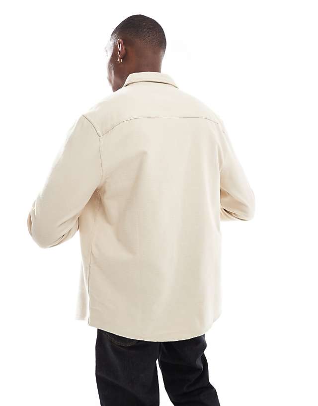 Asos ASOS DESIGN Brushed Oxford Regular Shirt In Beige