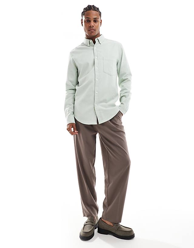 Asos ASOS DESIGN Brushed Oxford Regular Shirt In Sage Green