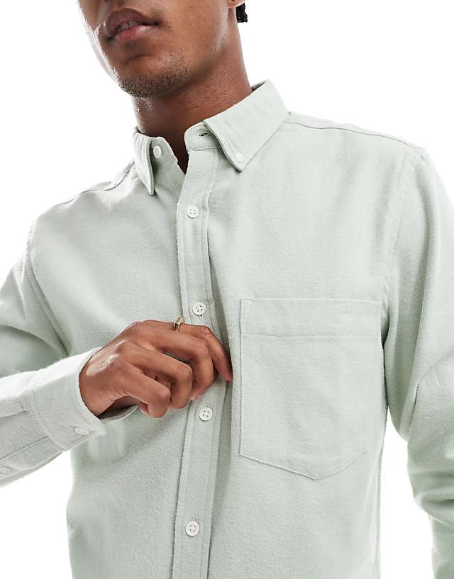 Asos ASOS DESIGN Brushed Oxford Regular Shirt In Sage Green