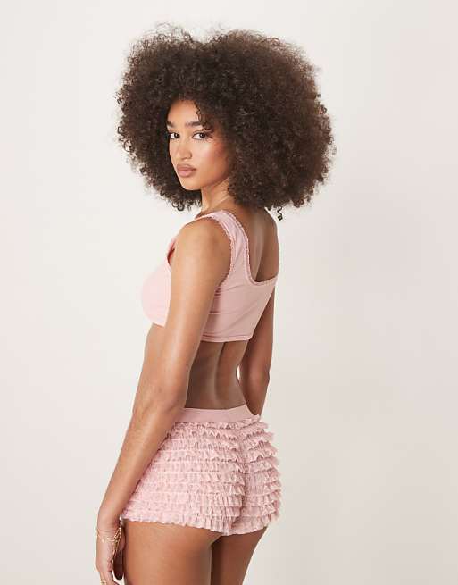 Asos ASOS DESIGN Chloe Cami & Bloomer Short Set In Dusty Pink