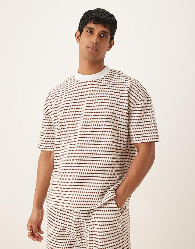 asos ASOS DESIGN co-ord boxy oversized in neutral textured stripe