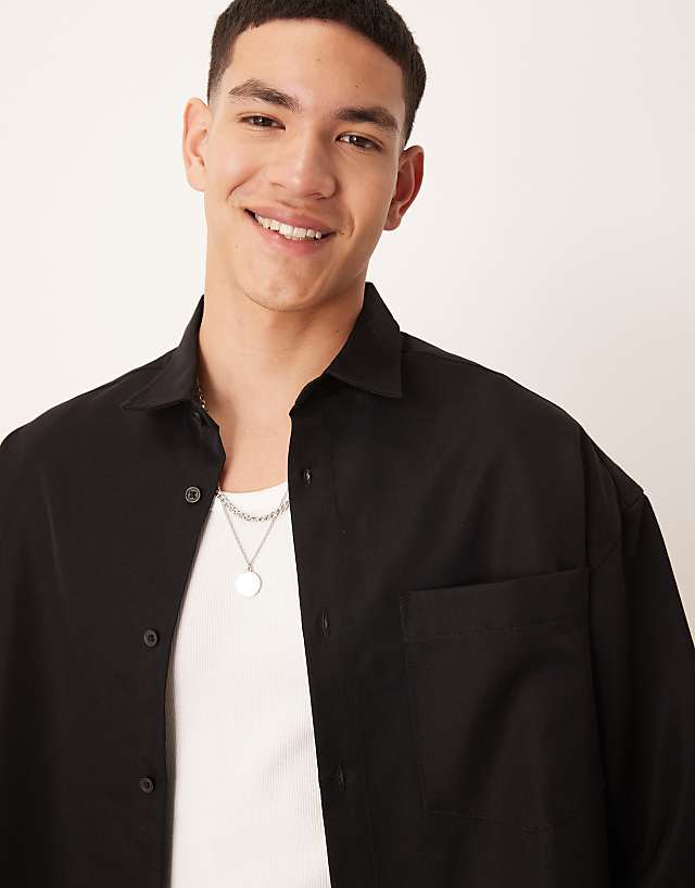 Asos ASOS DESIGN Co-ord Boxy Oversized Shirt In Black