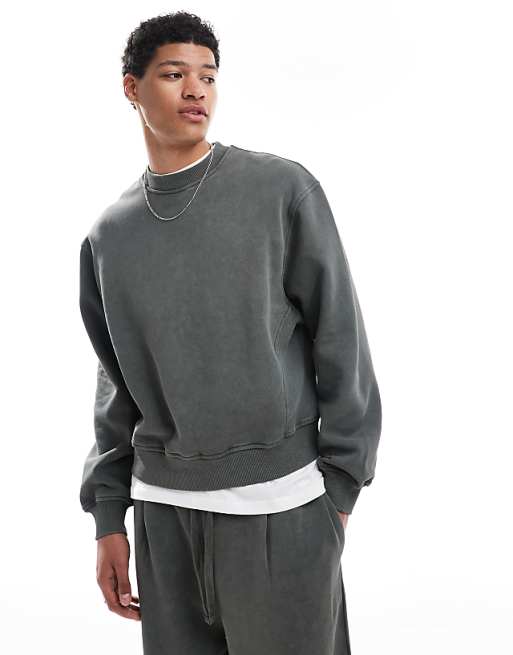 asos ASOS DESIGN co-ord boxy oversized sweatshirt in khaki