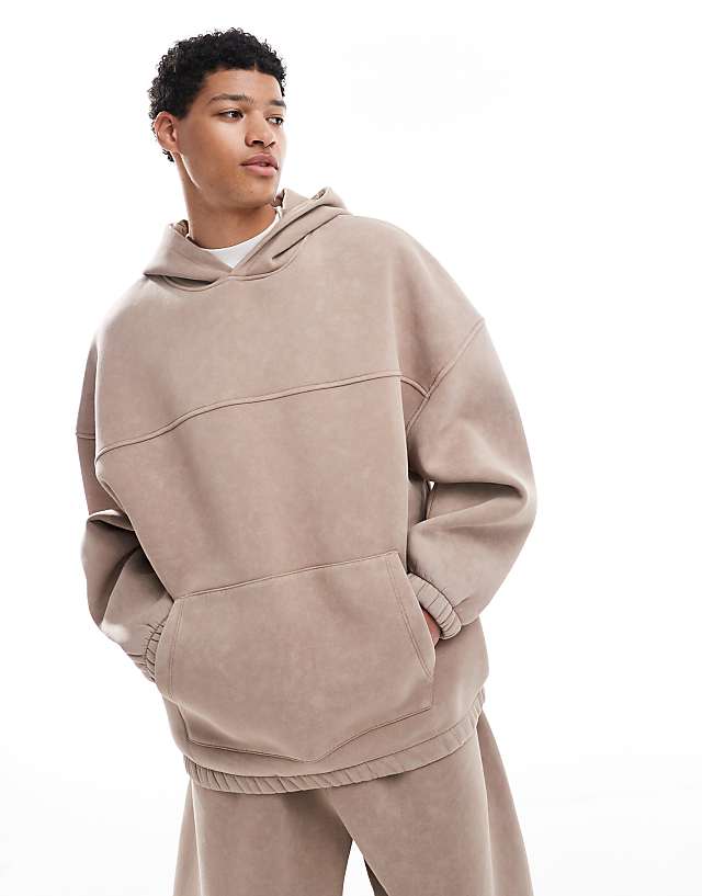 asos ASOS DESIGN co-ord extreme oversized hoodie in washed beige