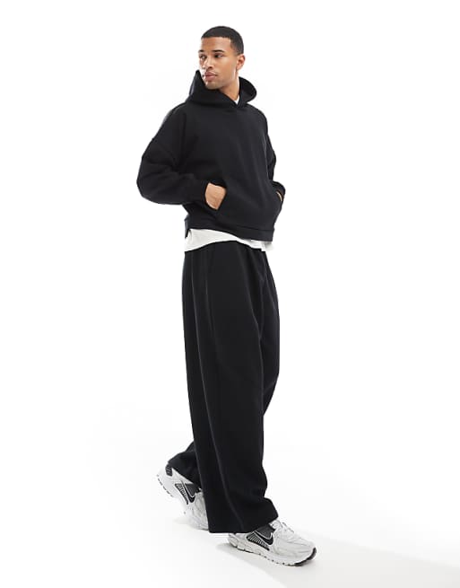 Asos ASOS DESIGN Co-ord Heavyweight Oversized Balloon Jogger With Seam Detail In Black - BLACK
