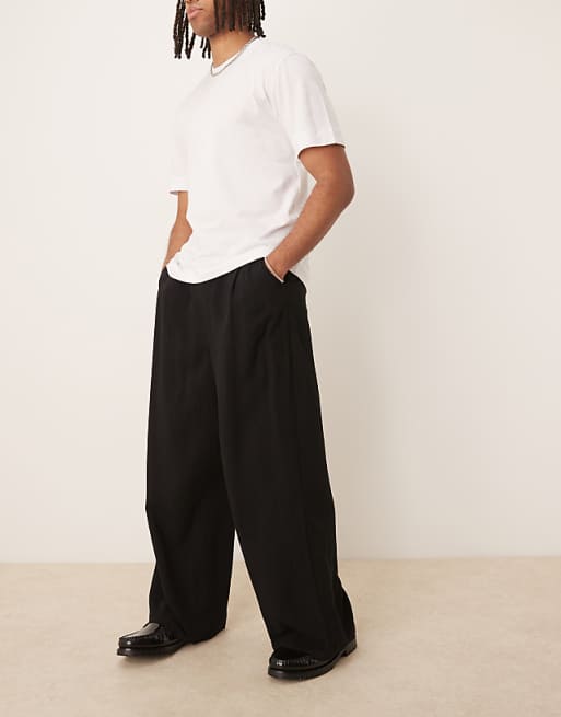 Asos ASOS DESIGN Co-ord Horseshoe Fit Linen Look Smart Trousers In Black