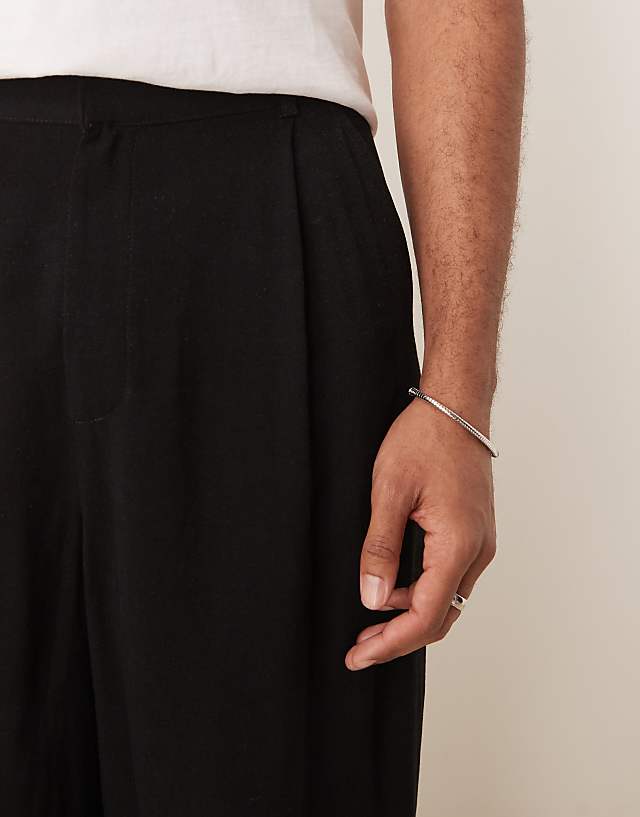 Asos ASOS DESIGN Co-ord Horseshoe Fit Linen Look Smart Trousers In Black