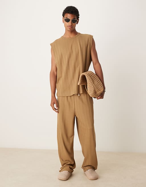 Asos ASOS DESIGN Co-ord Jogger In Brown Jacquard Stripe