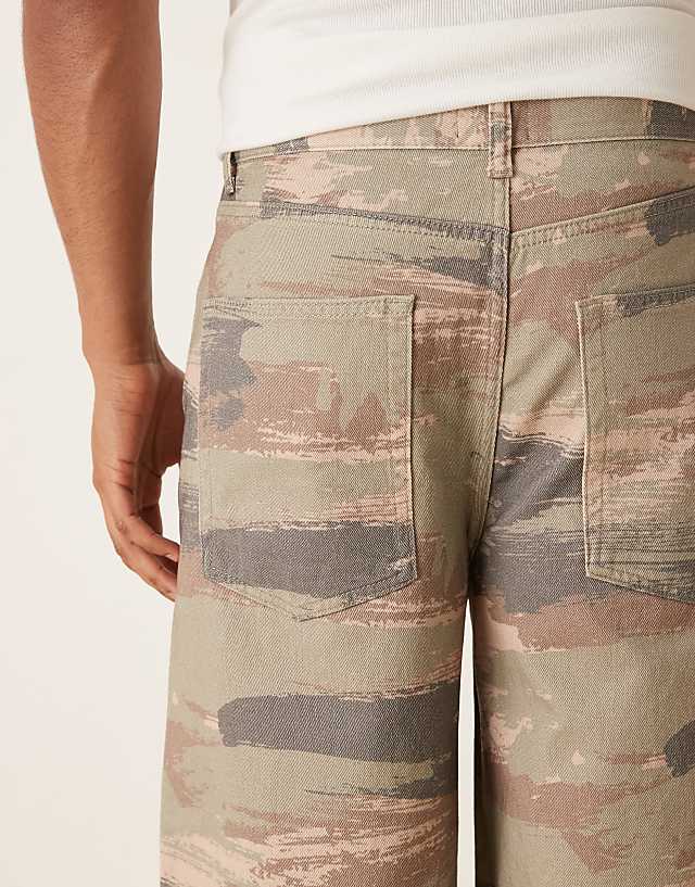 Asos ASOS DESIGN Co-ord Longer Length Denim Shorts In Desert Camo Print