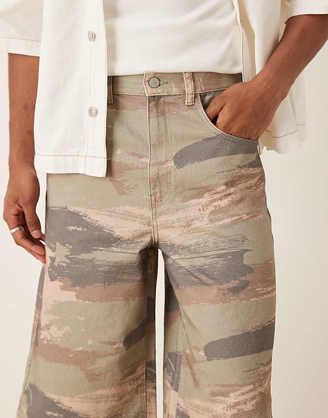 Asos ASOS DESIGN Co-ord Longer Length Denim Shorts In Desert Camo Print