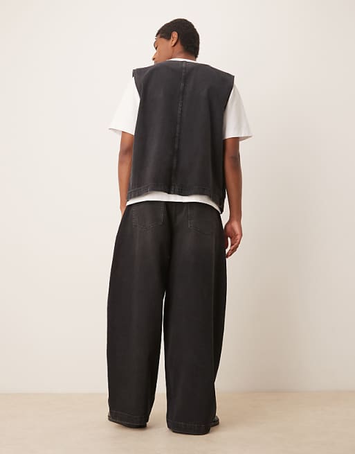Asos ASOS DESIGN Co-ord Oversized Baggy Jeans With Pleats In Black Wash
