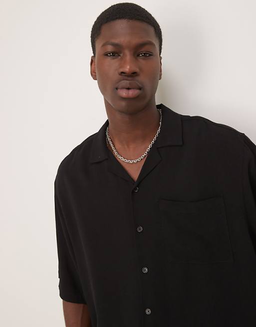 Asos ASOS DESIGN Co-ord Oversized Boxy Linen Look Shirt In Black