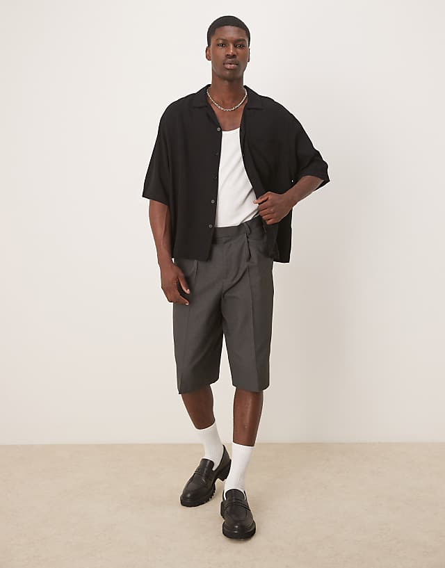 Asos ASOS DESIGN Co-ord Oversized Boxy Linen Look Shirt In Black