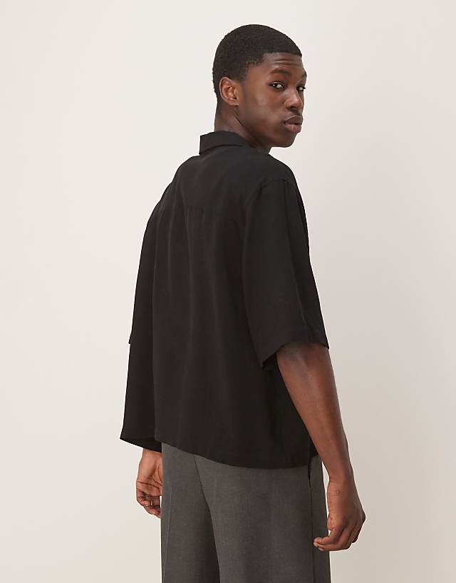 Asos ASOS DESIGN Co-ord Oversized Boxy Linen Look Shirt In Black
