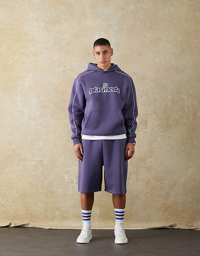 Asos ASOS DESIGN Co-ord Oversized Hoodie With Sporty Print In Navy