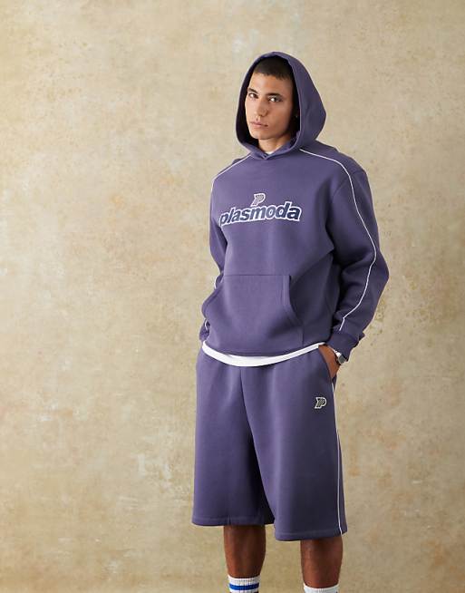 asos ASOS DESIGN co-ord oversized hoodie with sporty print in navy