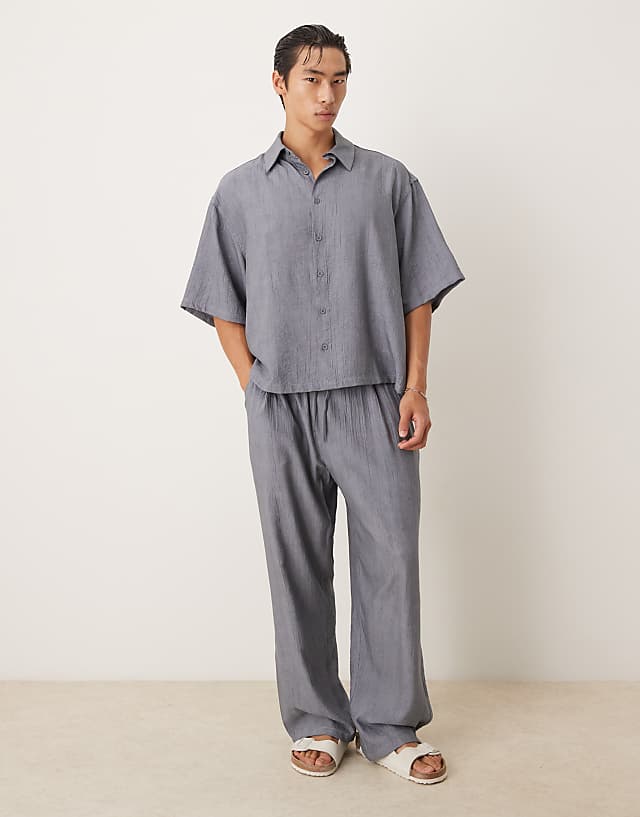 Asos ASOS DESIGN Co-ord Oversized Textured Shirt In Blue