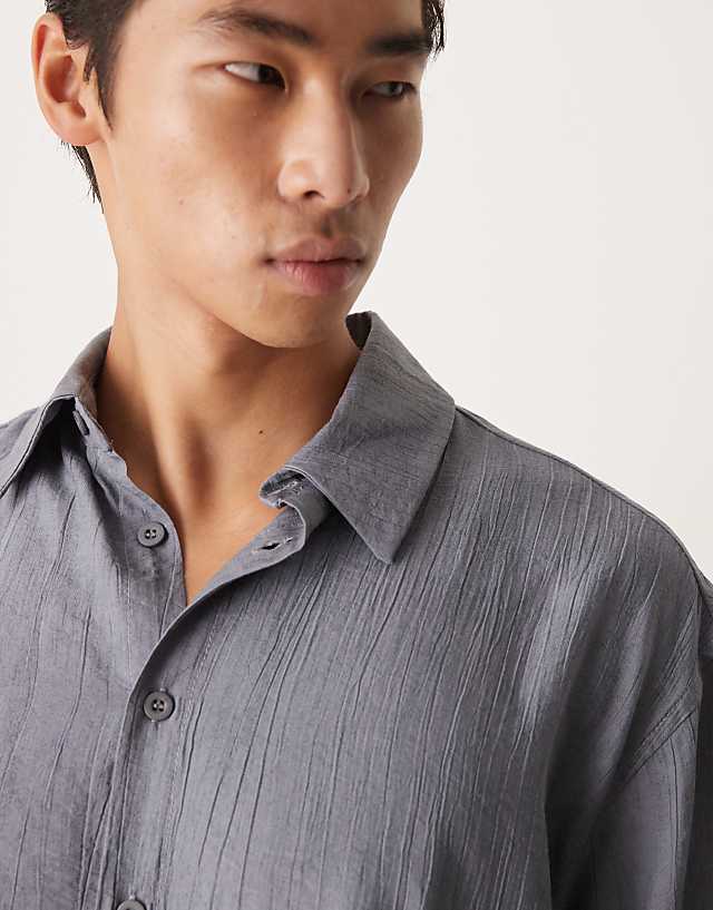 Asos ASOS DESIGN Co-ord Oversized Textured Shirt In Blue