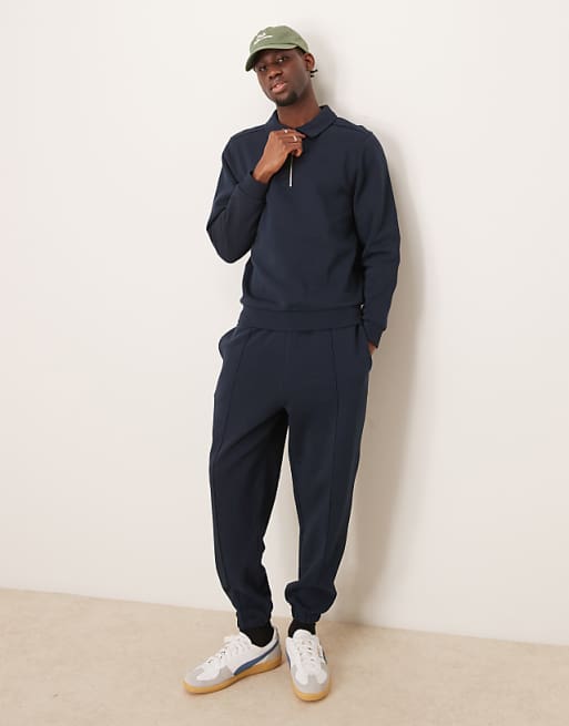 Asos ASOS DESIGN Co-ord Quarter Zip Sweatshirt In Navy