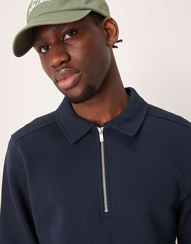 Asos ASOS DESIGN Co-ord Quarter Zip Sweatshirt In Navy