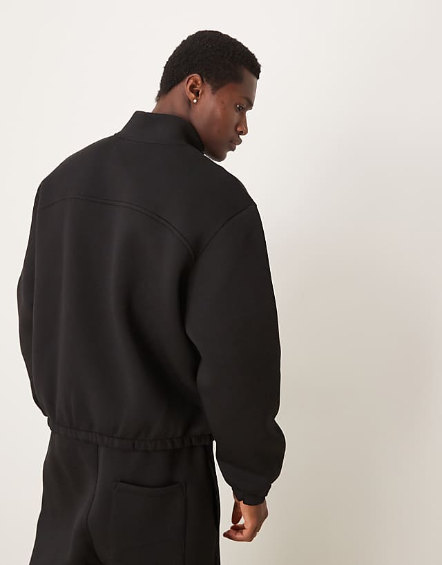 Asos ASOS DESIGN Co-ord Scuba Oversized Boxy Quarter Zip In Black
