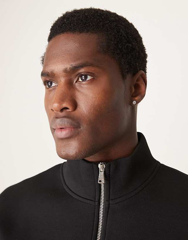 Asos ASOS DESIGN Co-ord Scuba Oversized Boxy Quarter Zip In Black