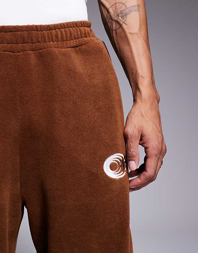 Asos ASOS DESIGN Co-ord Super Baggy Jogger With Panels In Brown Fleece