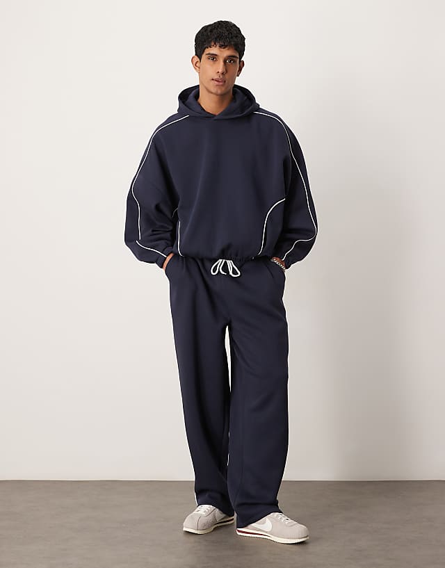 Asos ASOS DESIGN Co-ord Supper Baggy Jogger With Side Piping In Navy