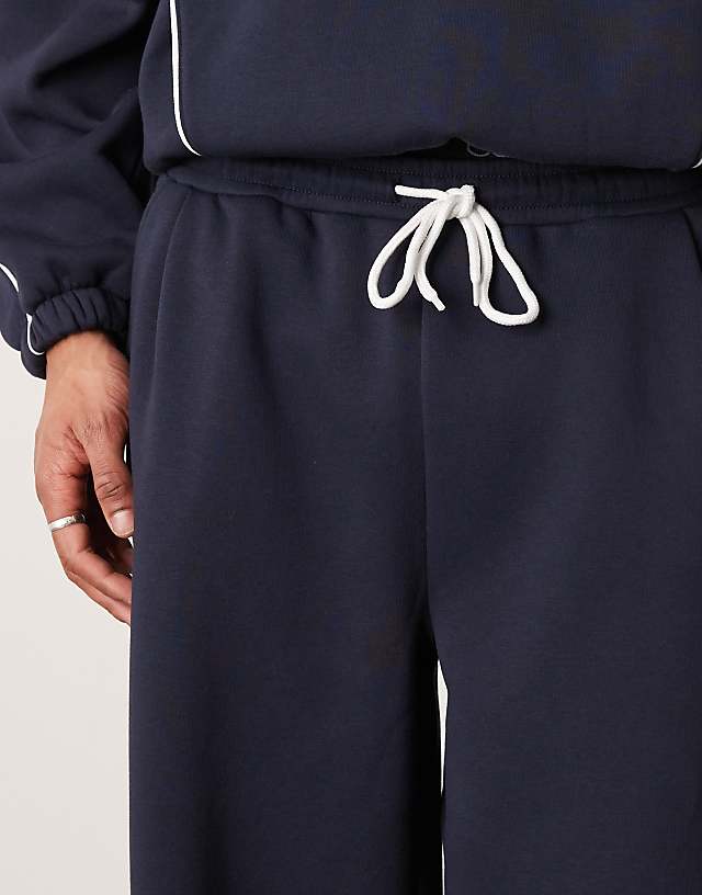Asos ASOS DESIGN Co-ord Supper Baggy Jogger With Side Piping In Navy