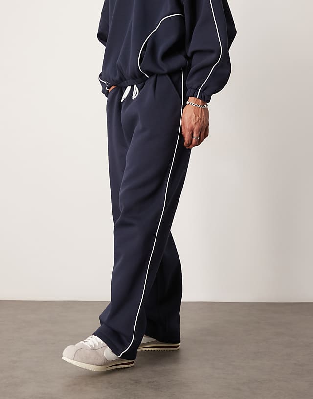 asos ASOS DESIGN co-ord supper baggy jogger with side piping in navy