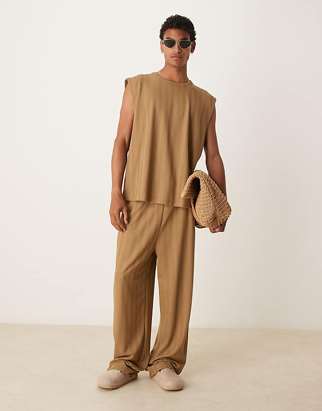 Asos ASOS DESIGN Co-ord Tank Top In Brown Jacquard Stripe