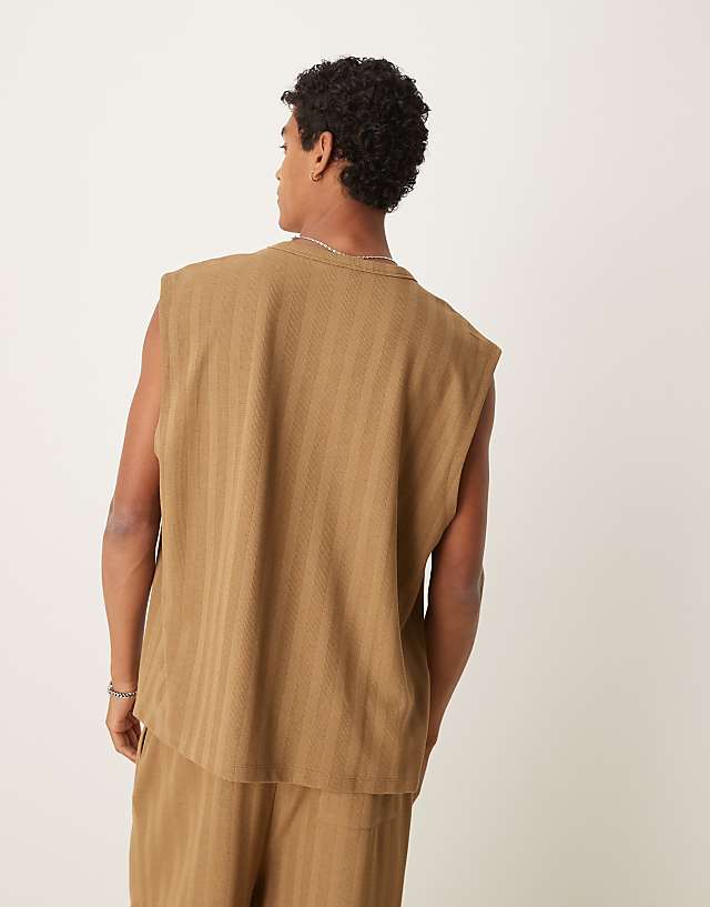 Asos ASOS DESIGN Co-ord Tank Top In Brown Jacquard Stripe