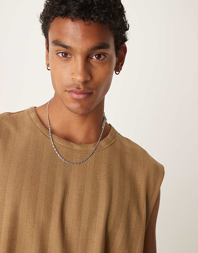 Asos ASOS DESIGN Co-ord Tank Top In Brown Jacquard Stripe