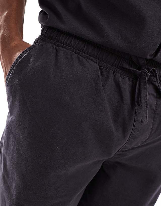 Asos ASOS DESIGN Co-ord Wide Linen Shorts In Washed Black