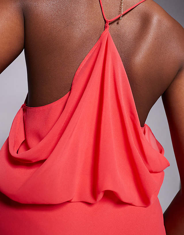 Asos ASOS DESIGN Cowl Front Racer Back Strappy Maxi Dress In Red