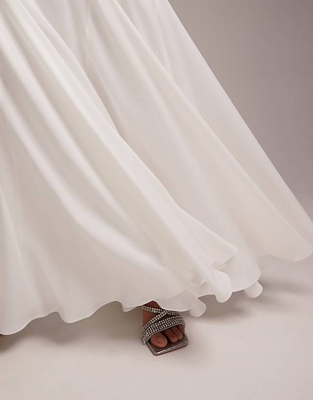 Asos ASOS DESIGN Cowl Neck Satin Cami Maxi Wedding Dress With Godets In White