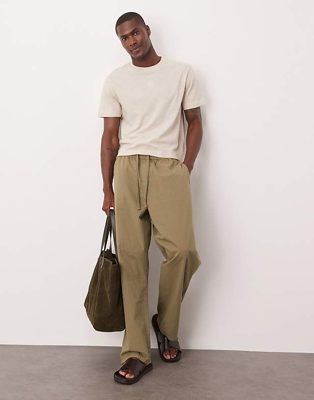 Asos ASOS DESIGN Cropped Relaxed Linen Mix T-shirt With Food Graphic In Cream