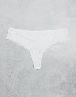 Asos ASOS DESIGN Curve 3 Pack No Vpl And Lace Thong In Black White & Beige