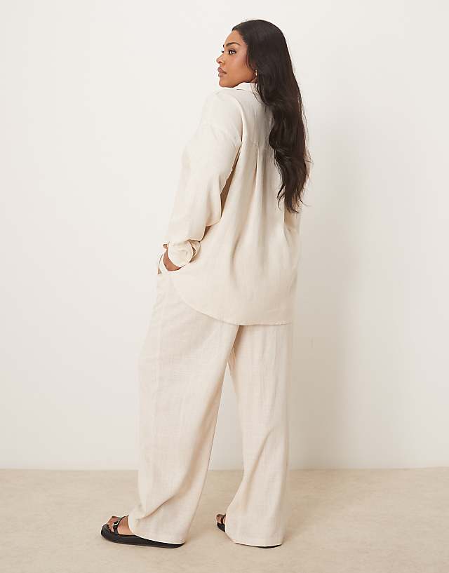 Asos ASOS DESIGN Curve Linen Look Pull On Trousers Co-ord In Stone