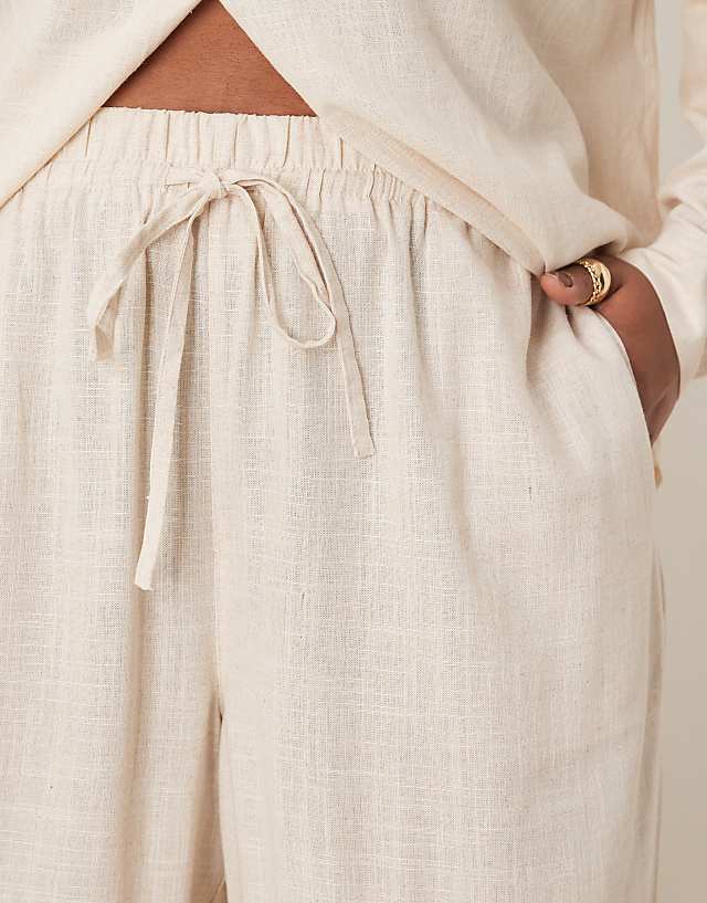 Asos ASOS DESIGN Curve Linen Look Pull On Trousers Co-ord In Stone