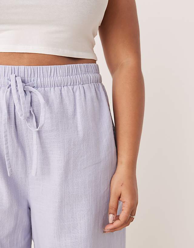 Asos ASOS DESIGN Curve Linen Look Pull On Trousers In Blue