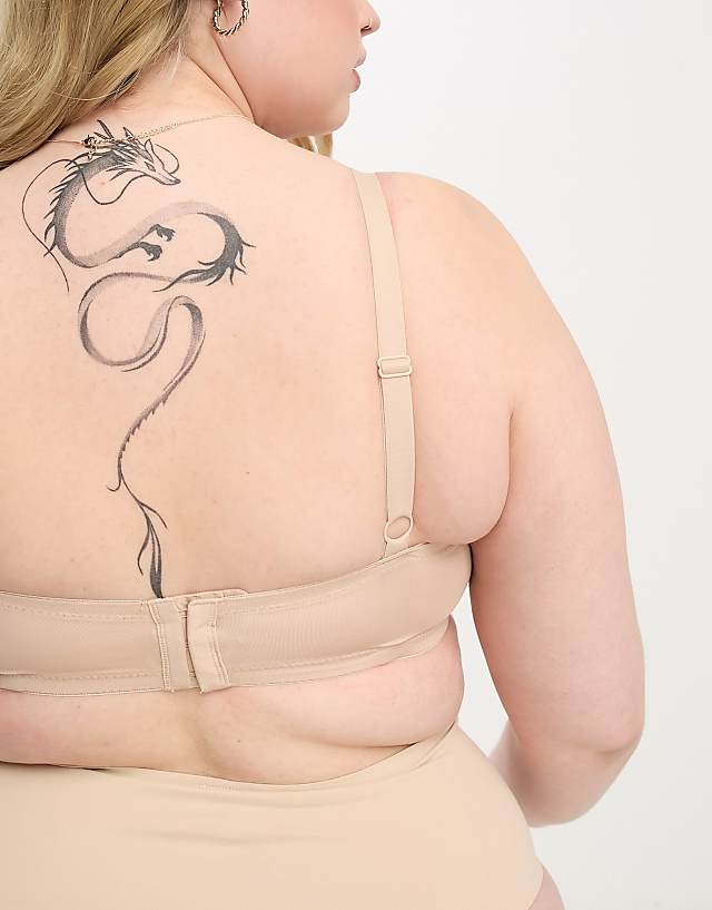 Asos ASOS DESIGN Curve Microfibre Moulded T-shirt Bra In Beige