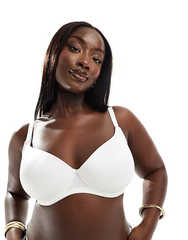 asos ASOS DESIGN Curve moulded t-shirt bra in white