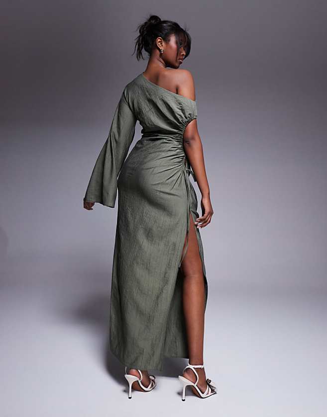 Asos ASOS DESIGN Cutout Channel Maxi Dress In Khaki