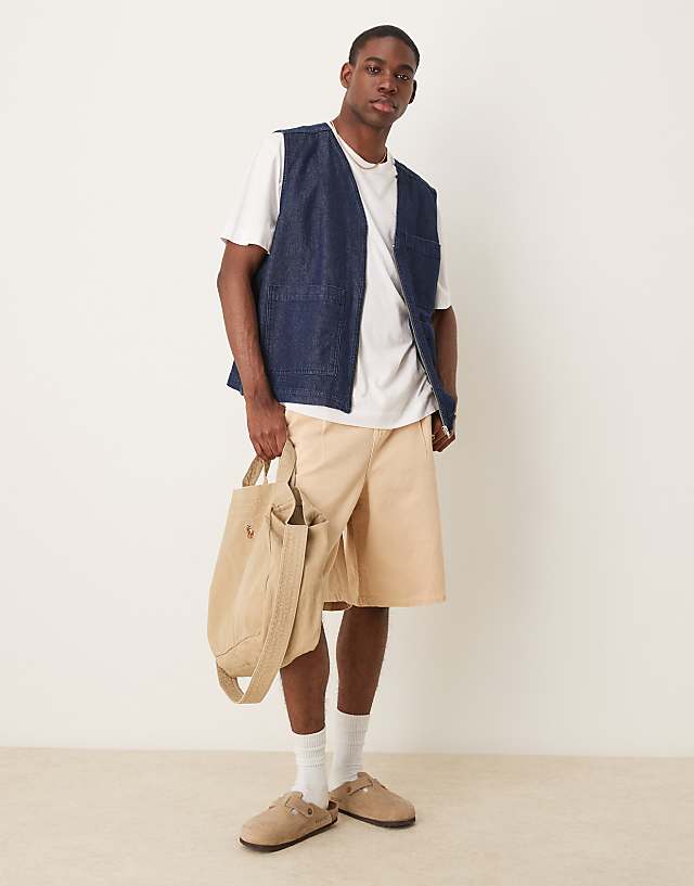 Asos ASOS DESIGN Denim Gilet With Patch Pockets In Raw Wash