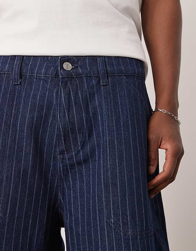 Asos ASOS DESIGN Denim Jort With Stripe In Rinse Wash