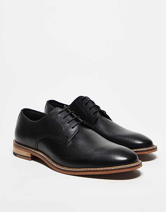 Asos ASOS DESIGN Derby Lace Up Shoes In Black Leather